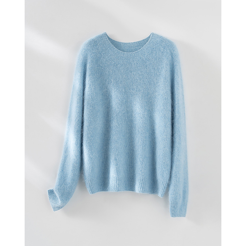 【Yunduo La Mao】28-count cashmere wool mulberry silk round neck knit sweater for women, loose and versatile, autumn/winter 26 【Yunduo La Mao】28-count cashmere wool mulberry silk round neck knit sweater for women, loose and versatile, autumn/winter 26