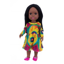 跨境新款14寸直发黑娃夏芙娃娃换装玩具儿童搪胶玩偶仿真娃娃定制