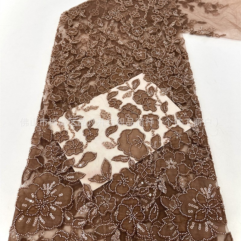 Nueva industria pesada en caliente Gaoding flor calcomanías sequinilla tela bordada vestido de boda moda fiesta tela de cena