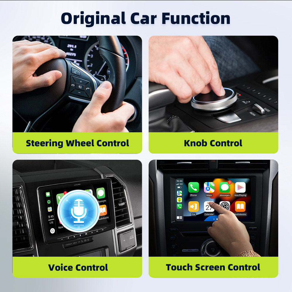 2-in-1 Car Connectivity Box, Apple Dual-Channel Wired to Wireless CarPlay, Portable