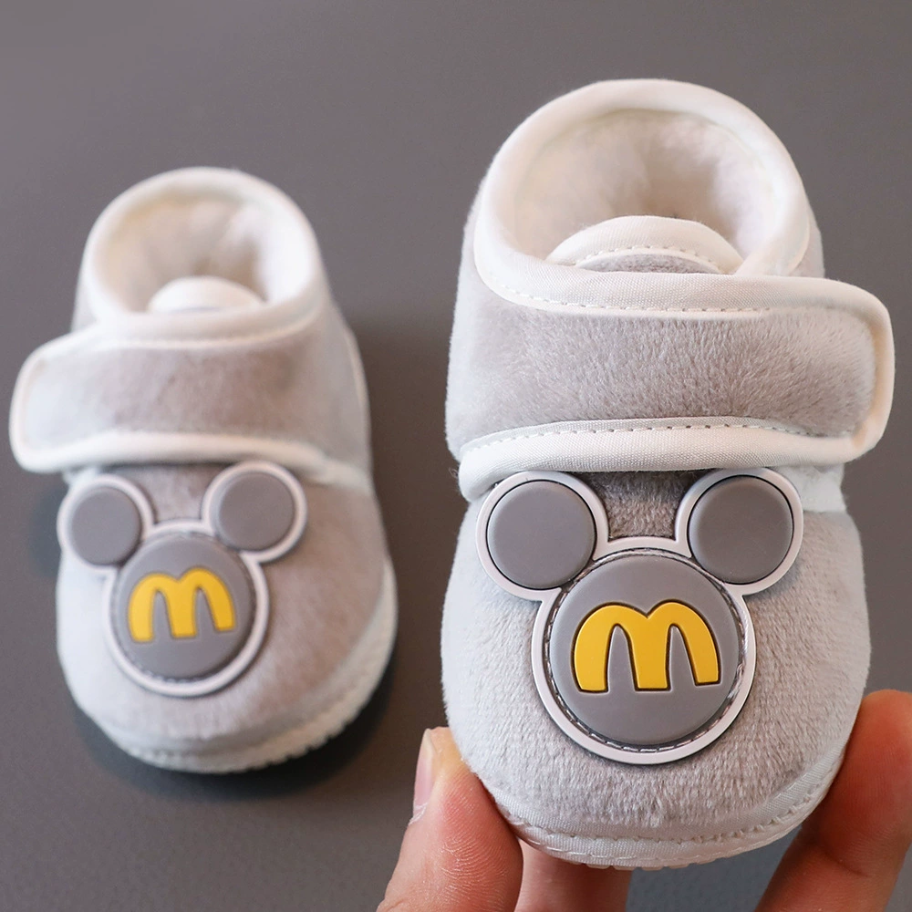 Осенне-зимняя От 0 до 1 года Мужская и Женская хлопчатобумажная обувь для малышей 3-6-12 месяцев детская обувь теплая Толстая флисовая подкладка