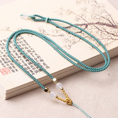 Gold Thread Single Knot Pendant DIY, Hetian Jade and Jadeite Peace Knot, Unisex Adjustable Thin White Agate Necklace Cord, Wholesale