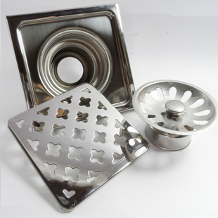 Stainless steel floor drain 1 PCT hem deodorant core toilet filter anti-blocking shower room 105*105 large displacement DN50