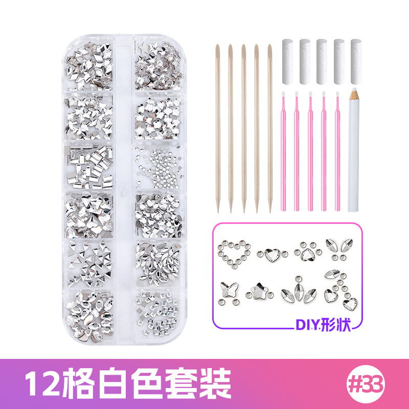 NO.33-화이트 대형 12그리드 치과용 드릴 [접착제 없음]