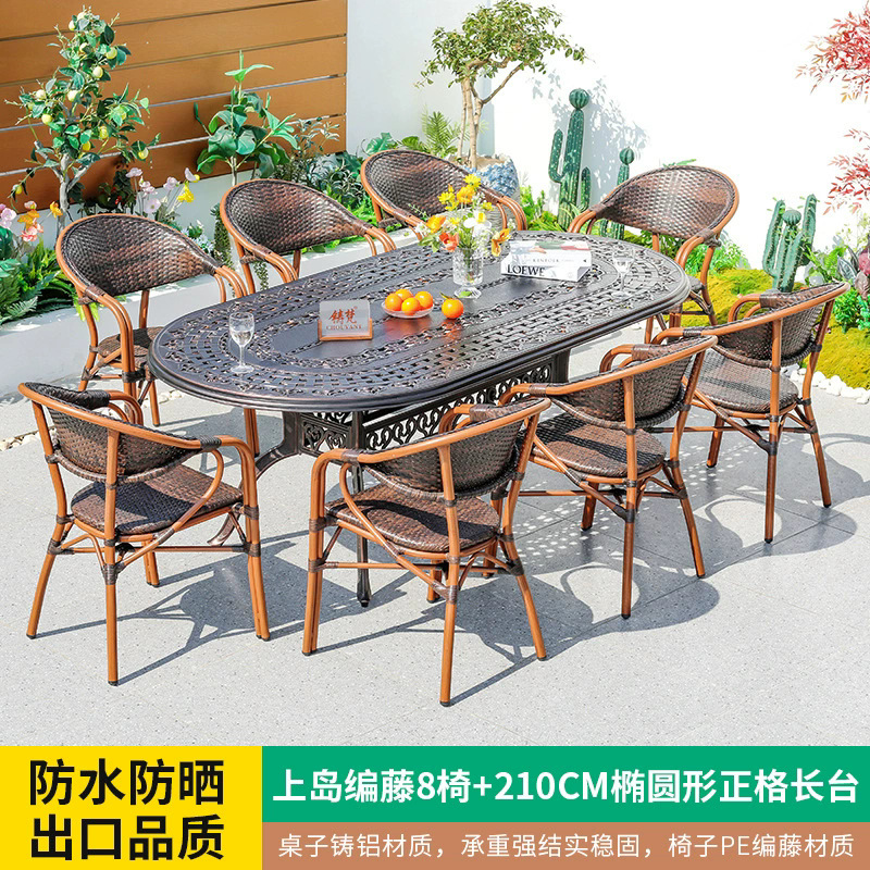 Mesa y silla al aire libre de cafeteria casuales al aire libre simple impermeable anticorrosivo balcón jardín mesa y silla combinación image 19