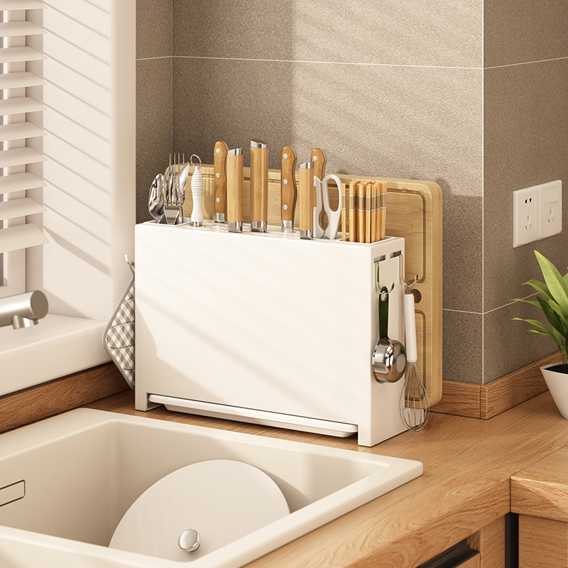 kitchen storage rack knife rack table multi-functional storage rack chopping board rack chopsticks shelf wall hanging free punching knife chopstick rack
