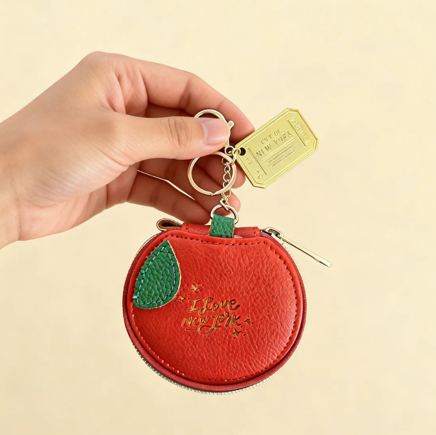 Nuevo tema de Nueva York Apple bolso de cambio llavero zipper PU auriculares bolsa de almacenamiento colgante colgante al por mayor