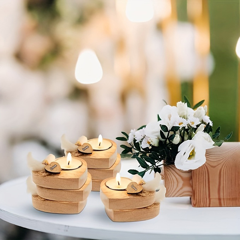 Wood, Paraffin Material Valentine'S Day Thanksgiving Romantic Dried Flower Heart Shape Wood Paraffin