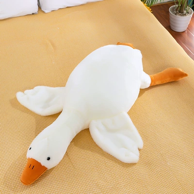 Rabbit Fur Big White Goose Sleeping Pillow Plush Toy Soothing Big Goose Doll Doll Pillow Baby Hotel Doll (Oyuncaq yastıqlar) - white-38cm011kg