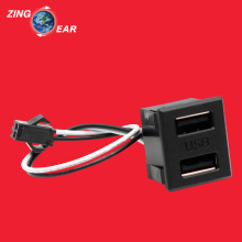 双USB插座带接线 台灯用 输入100V-240V 0.5A 输出5VDC 2A USB