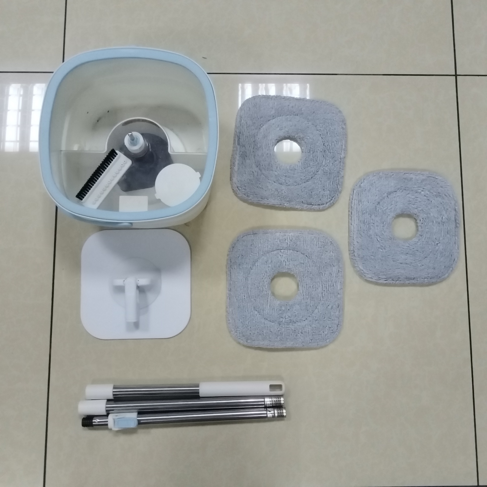 Nuevo producto transfronterizo: cubo giratorio para fregona, separación de aguas residuales, absorción de agua, fregona plana manos libres para el hogar, herramienta automática de limpieza de suelos.