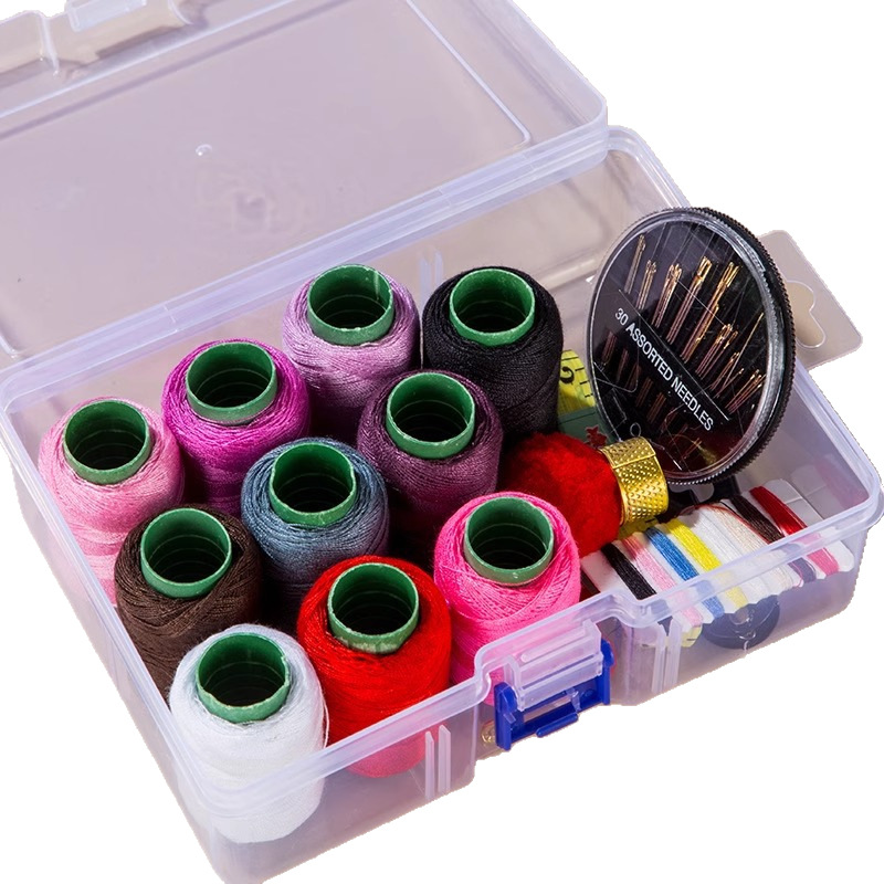 Caja de costura Juego de hilo de aguja de costura práctico para el hogar Paquete de costura portátil para dormitorio familiar Caja de almacenamiento de alta calidad