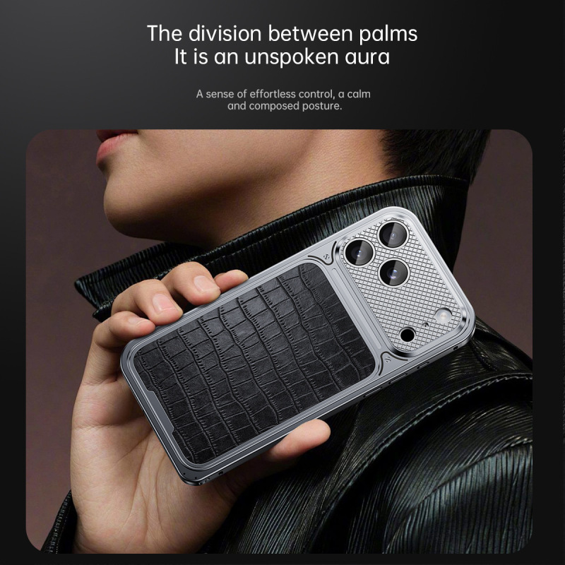 Cross-Border Applicable Iphone17Promax Mobile Phone Case, High-End Luxury Mobile Phone Case, Apple Crocodile Leather Pattern Anti-Fall Protective Cover