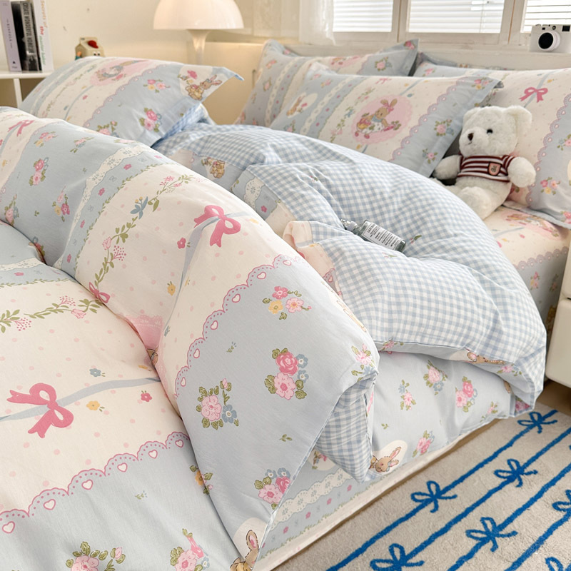 Inswind pequeña flor de algodón cama de cuatro piezas set de algodón puro 2025 nuevo dormitorio sábanas de cama sábanas