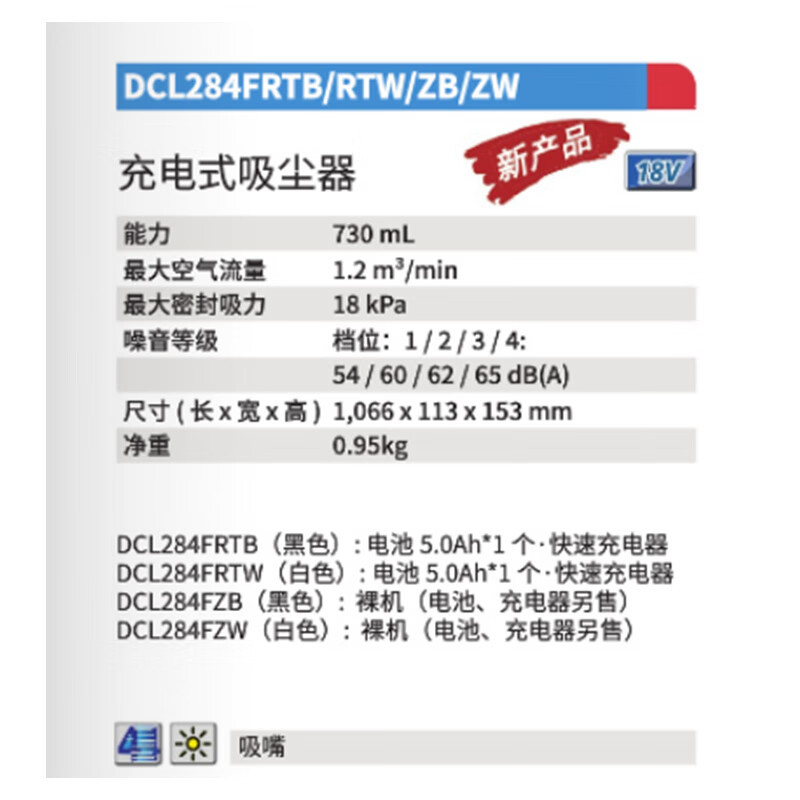 Makeda DCL284 aspiradora de litio 18V inalámbrica limpia doméstica aspiradora de pelo de gato aspiradora DCL285 DC