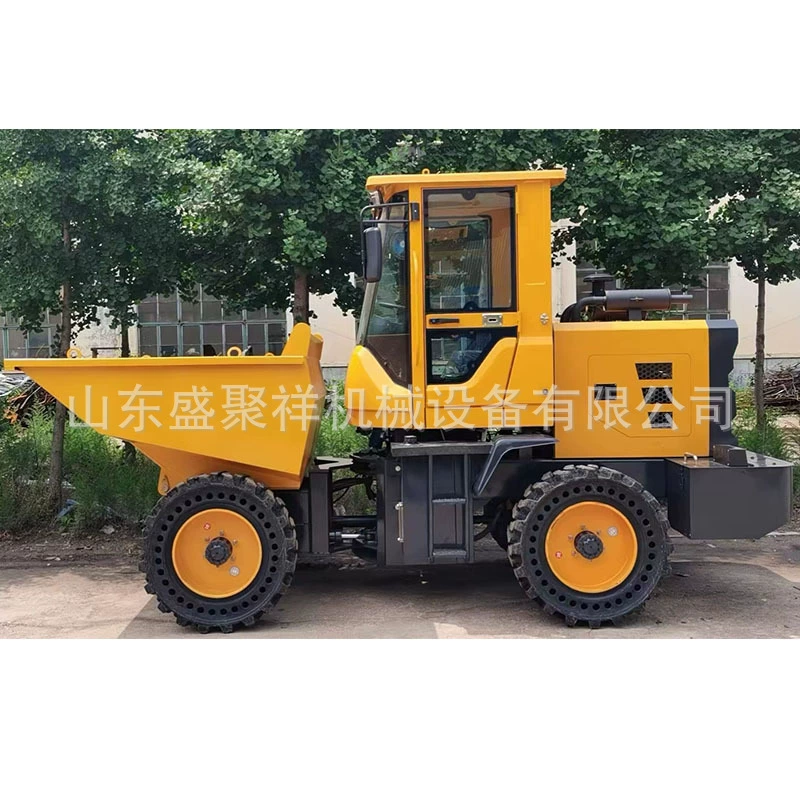 Дизельный 25-сильный сельскохозяйственный строительный самосвал с четырьмя колесами для перевозки песка и гравия, грузоподъемность 1 тонна, самосвал с передней разгрузкой.