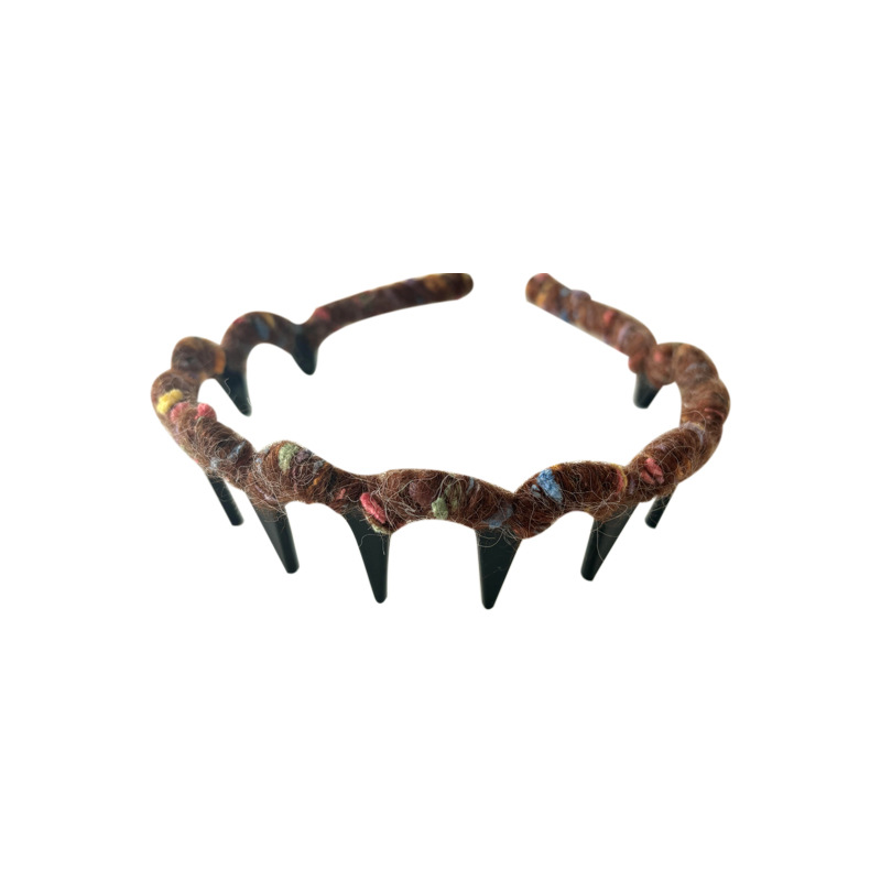 Otoño y invierno colorido lana temperamento ondulado alto cráneo craneal arnés de cabello 2024 nuevo arnés de cabeza delgada lavado de la cara presión cabello tarjeta de cabello toque