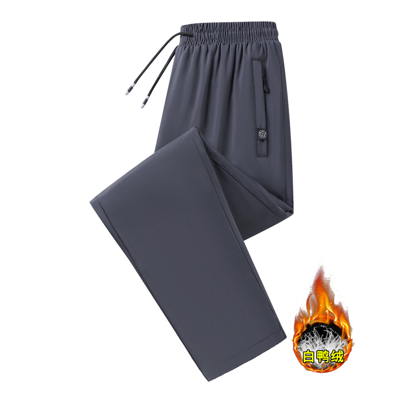 Men's down pants, winter dad style, windproof, cold-resistant, warm, casual, loose-fitting, plus-size, straight-leg pants for men