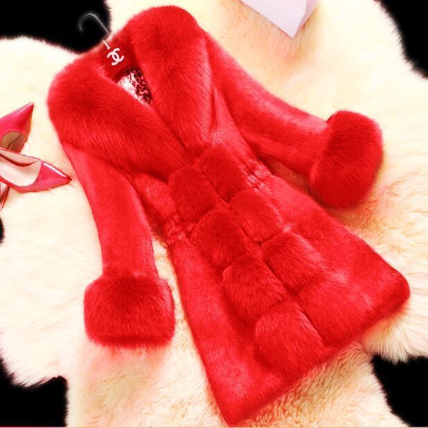 mom Fur coat 40-50 year Mid length version Mink like Rabbit Fur integrated fashion keep warm coat