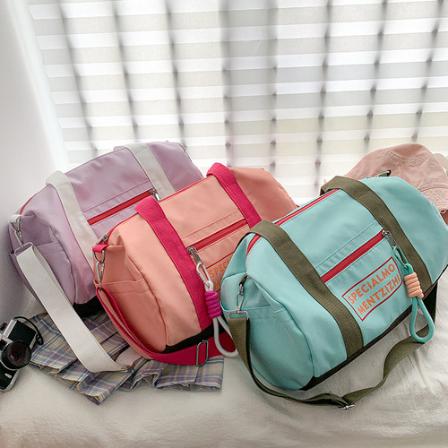 Korean capacity fitness bag storage portable luggage bag waterproof nylon cloth sports yoga bag short-distance travel bag