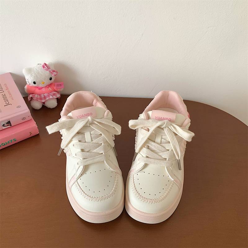 快乐少女 厚底小白鞋女2025夏季新款ins百搭小众设计感休闲面包鞋|undefined