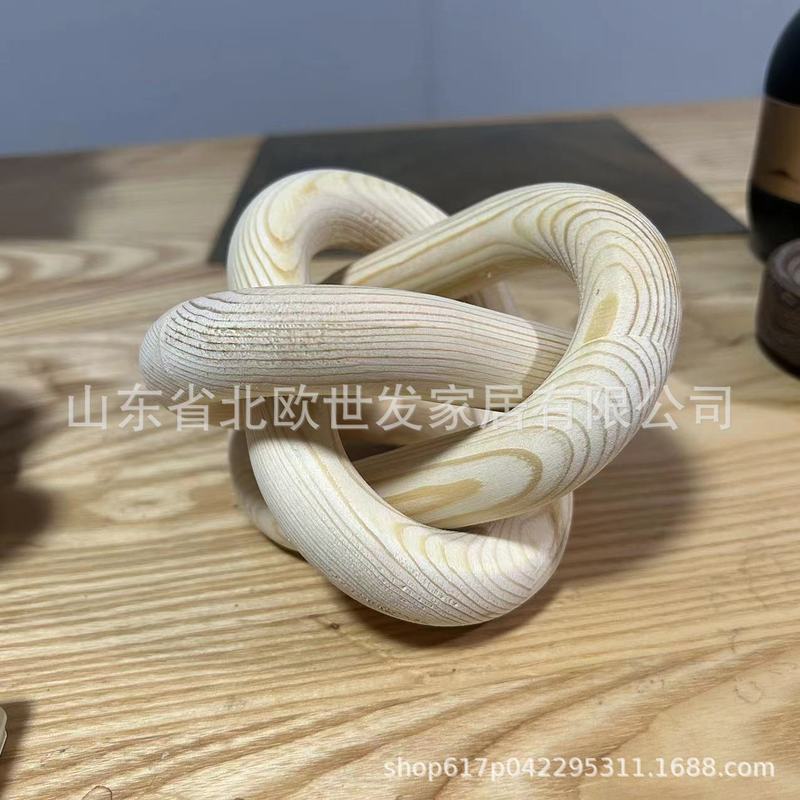 3-リンクウッドチェインリンク装飾三環チェーン3環工芸品芸術置物|undefined