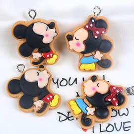 树脂卡通可爱亲嘴奇奇妮妮情侣钥匙扣小吊饰 DIY饰品配件手工材料