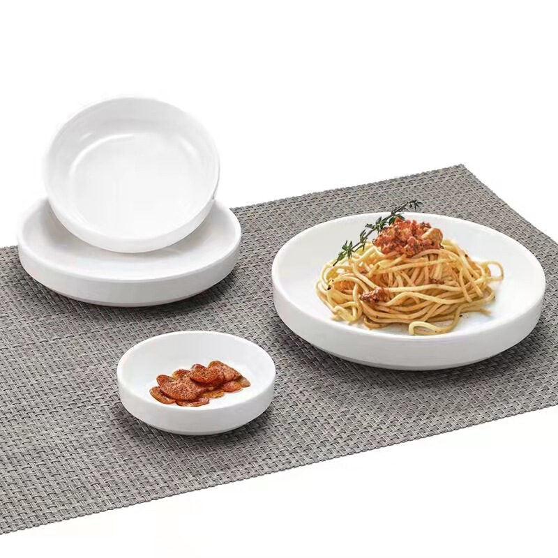 Melamine Korean-style side dish plate porcelain-like tableware white round small dish plate side dish seasoning square dip sauce vinegar dish