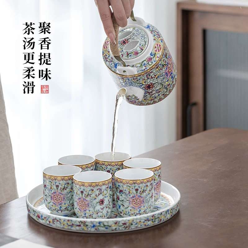 Чайный набор для дома, керамический чайник, чашка для гостиной, 2546G, китайский стиль