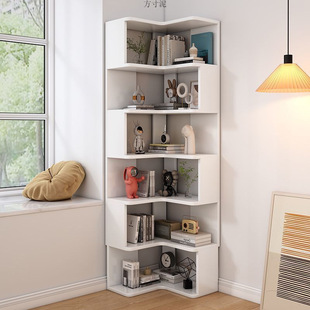 Solid Wood Corner Bookshelf Floor-Standing Storage Rack Corner Cabinet Corner Corner Storage Cabinet Small Apartment Living Room Home Storage Rack