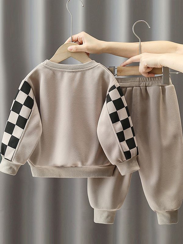 3992 Traje de primavera y otoño para niños, estilo occidental 2025, nuevo niño, otoño, rojo, suéter de oso, traje de dos piezas para niños