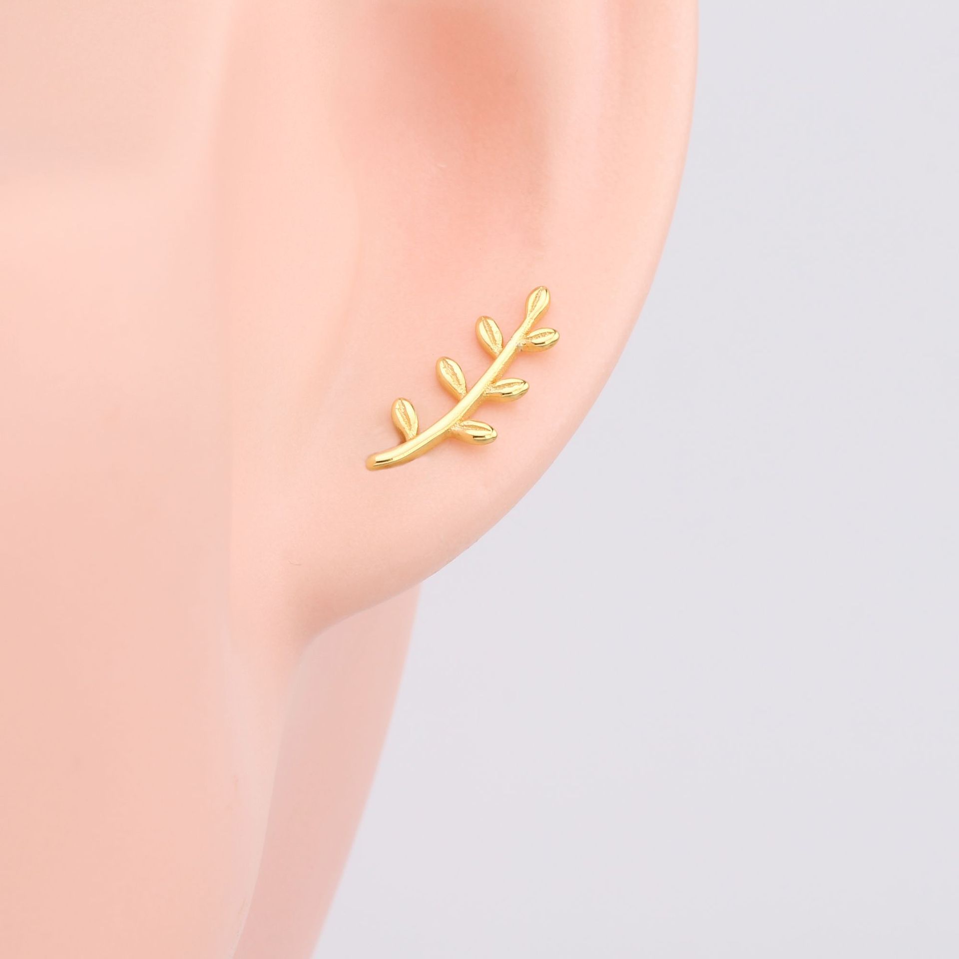 1 Pair Simple Style Leaf Sterling Silver Plating White Gold Plated Gold Plated Ear Clips display picture 3
