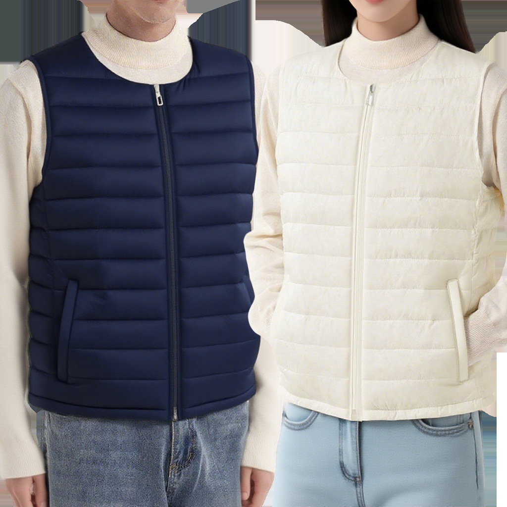 Men's demi-season solid color vest for leisure with zipper