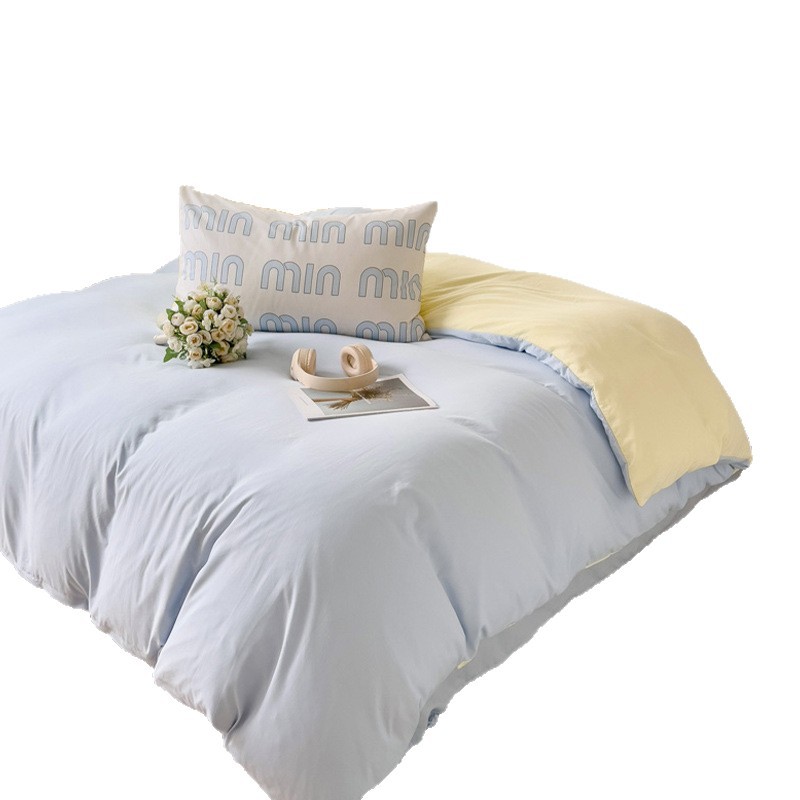 25 nuevo estilo de algodón lavado cama doble juego de cuatro piezas para dormitorio doméstico sábanas de tres piezas Funda de edredón Funda de edredón Se puede lavar a máquina