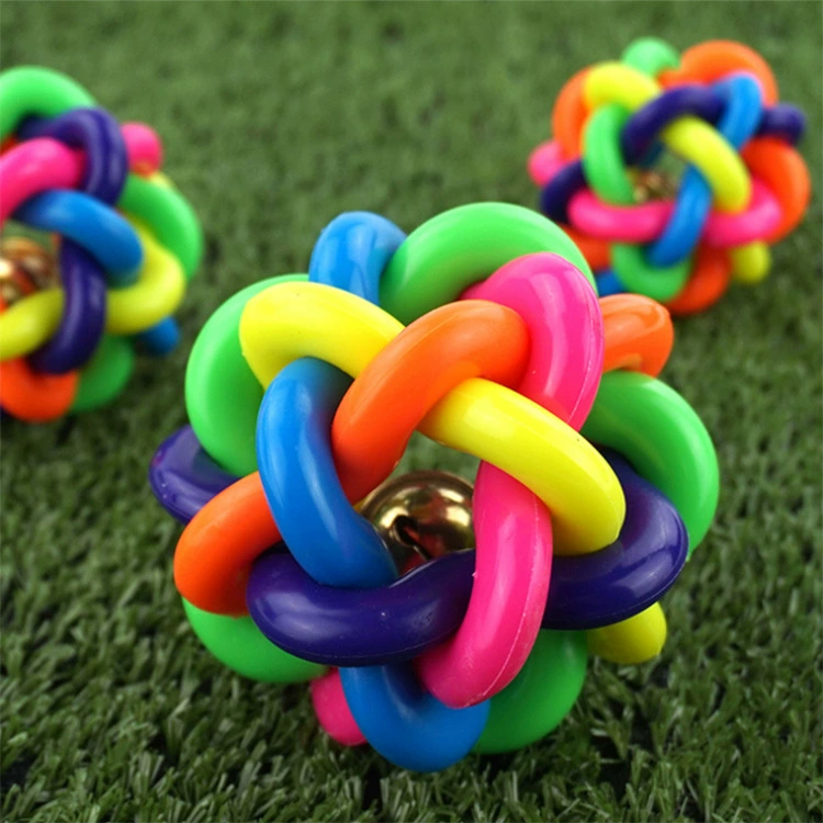 Toy PVC, rainbow small bell with bell, pet, can bite
