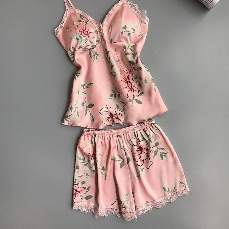 Pijamas sexy de mujer de talla grande europeos y americanos pijamas cómodos pijamas impresos de dos piezas más tamaño fabricante de ropa interior para el hogar 02