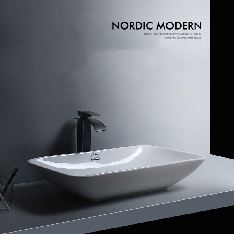北歐陶瓷台上盆長方形大尺寸70CM大小號洗手盆盤台盆藝術盆洗臉盆