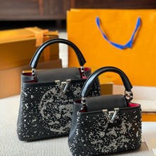 欧美时尚花瓣手提贵妇包pu单肩斜挎包重工亮水钻钉珠杀手托特包女