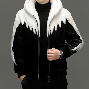 Men's Faux Shearling Hooded Coat 2024 Winter New Style for Young and Middle-Aged, Fashionable Casual Thickened Warm Fur Jacket