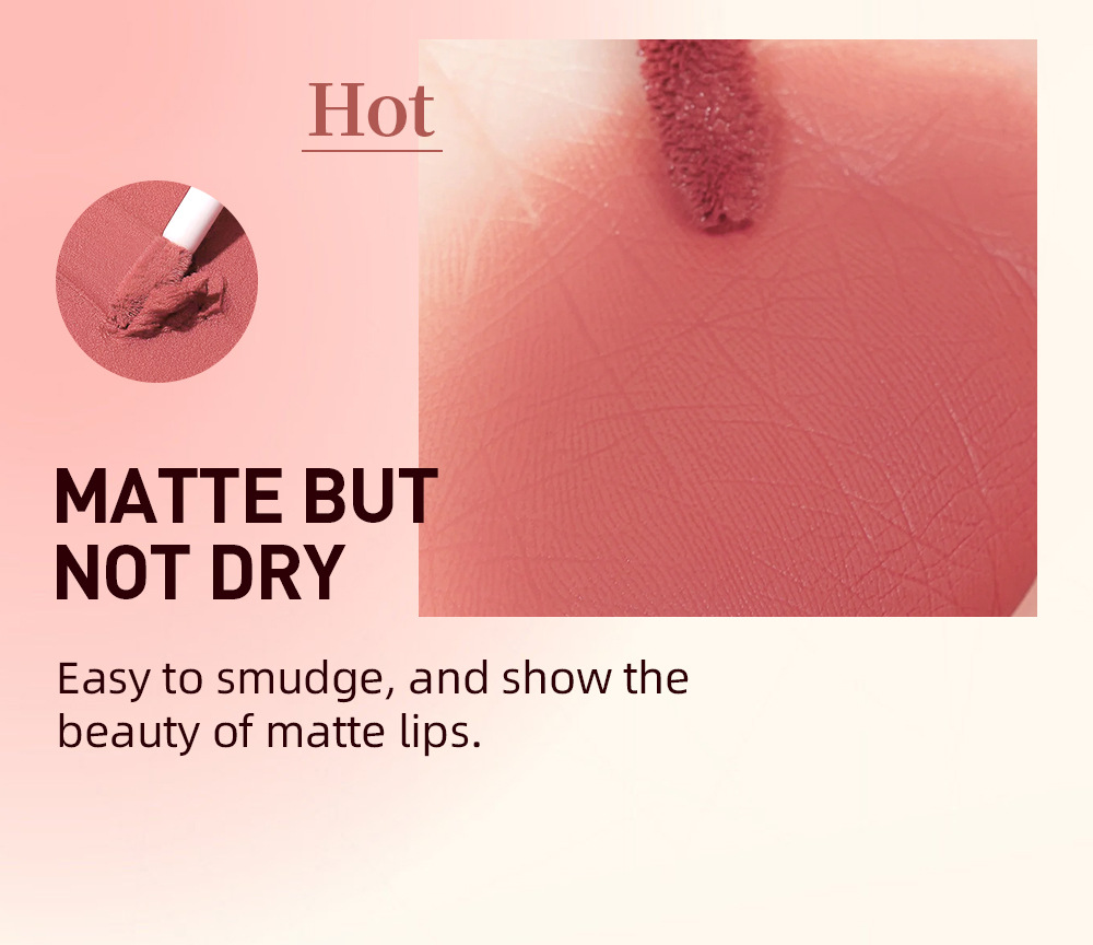 Les bonnets à lèvres en velours mat Carina QIBEST ne se décolorent pas. Le brillant à lèvres est un liquide longue durée, hydratant et facile à colorer_voghion.com