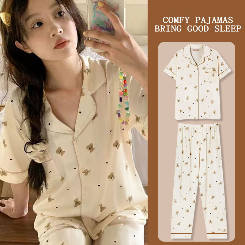 D.M-127 Short-long wave dot small bear cardigan