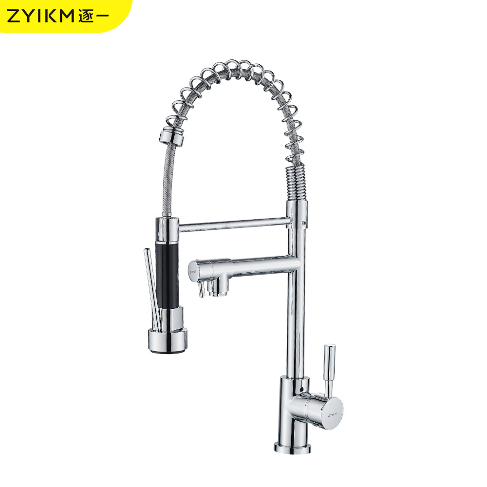 Suministro transfronterizo especial de cobre, grifo de extracción de resorte, grifo de cocina para el hogar, grifo universal frío y caliente