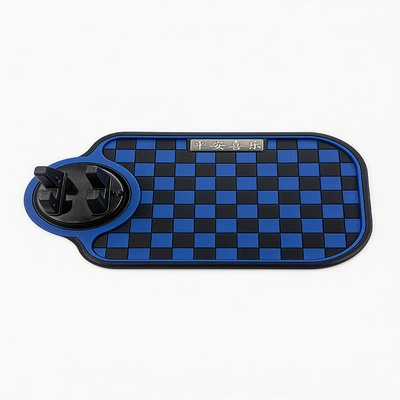 Car Dashboard Non-Slip Mat, Anti-slip mat - checkered-navigation-pad-black-and-blue-black-bracket-grid-rotating-mat