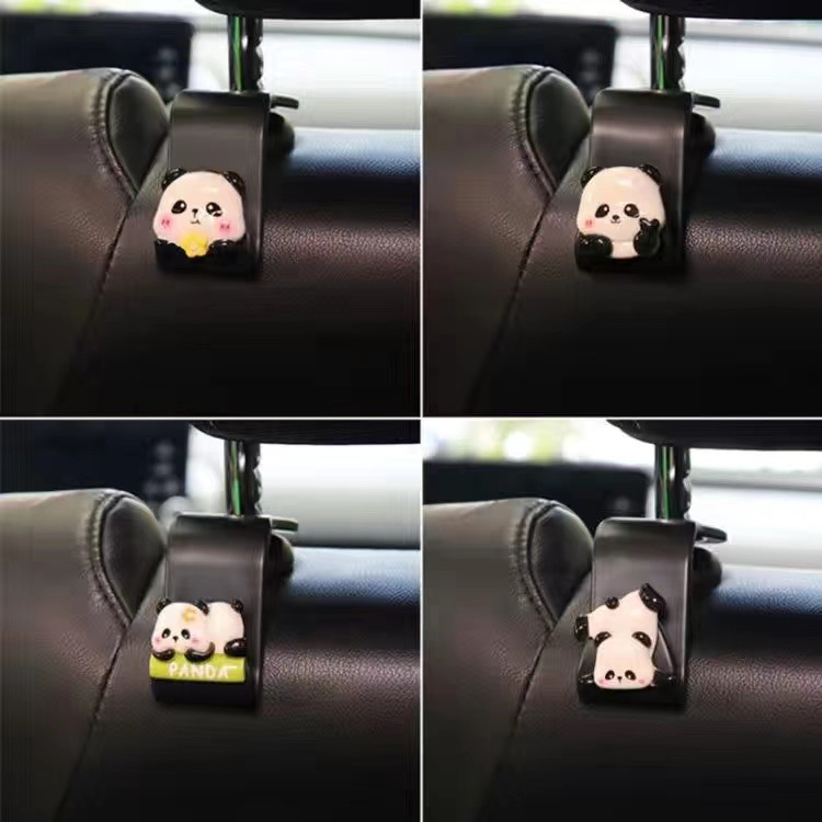Gancho negro para automóvil Gancho panda de resina asiento trasero asiento para automóvil interior de automóvil asiento trasero creativo