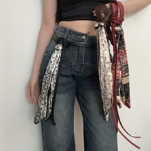 高级感印花丝巾腰带配饰嘻哈朋克复古美式腰链时尚高颜值腰部配饰