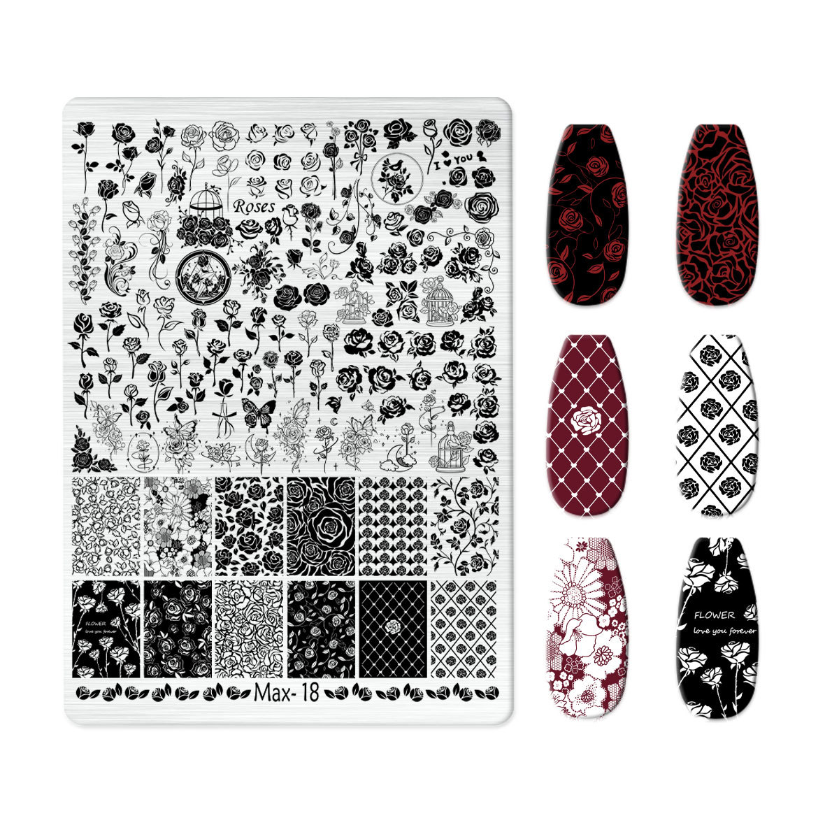 Explosions Super Large Nail Art Egg Plate Nail Art Steel Plate New Technology Cute Nail Art Bow Frosted with Back Plate