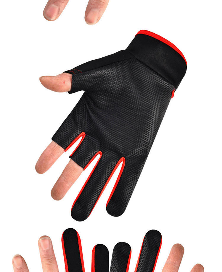 钓鱼手套露三指男女防滑防护户外运动骑行垂钓半指手套