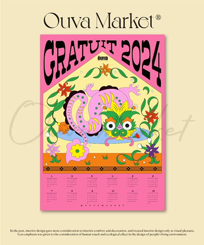 OUVA Original Retro 2024 Year of the Dragon Poster for Bedroom and Living Room Decoration, Bringing Lucky and Prosperous Energy