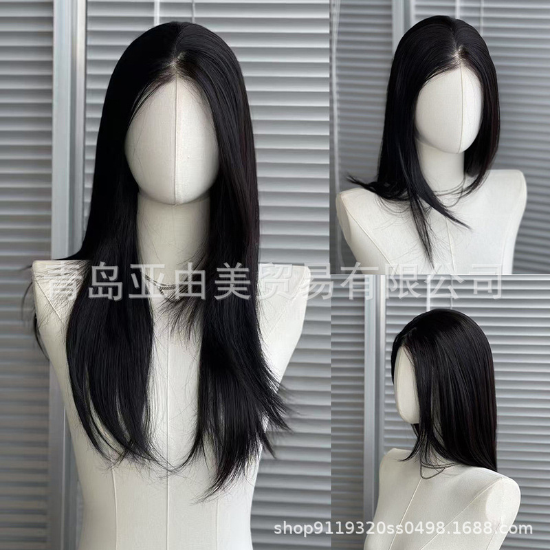 Black Eight-Shaped Bangs Lace Front Cool Versatile Wig