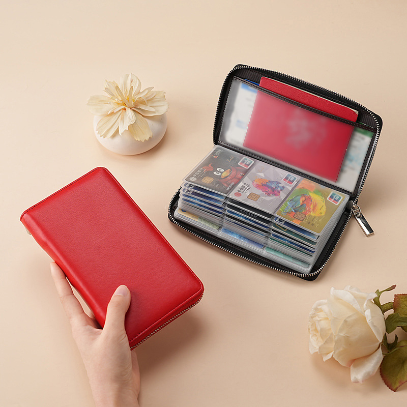 Card Bag Women's Fashion Large-Capacity Card Bag Men's Multi-Card Slot Bank Card Holder Anti-Degaussing Document Cosmetics Bag Card Bag Women's Fashion Large-Capacity Card Bag Men's Multi-Card Slot Bank Card Holder Anti-Degaussing Document Cosmetics Bag